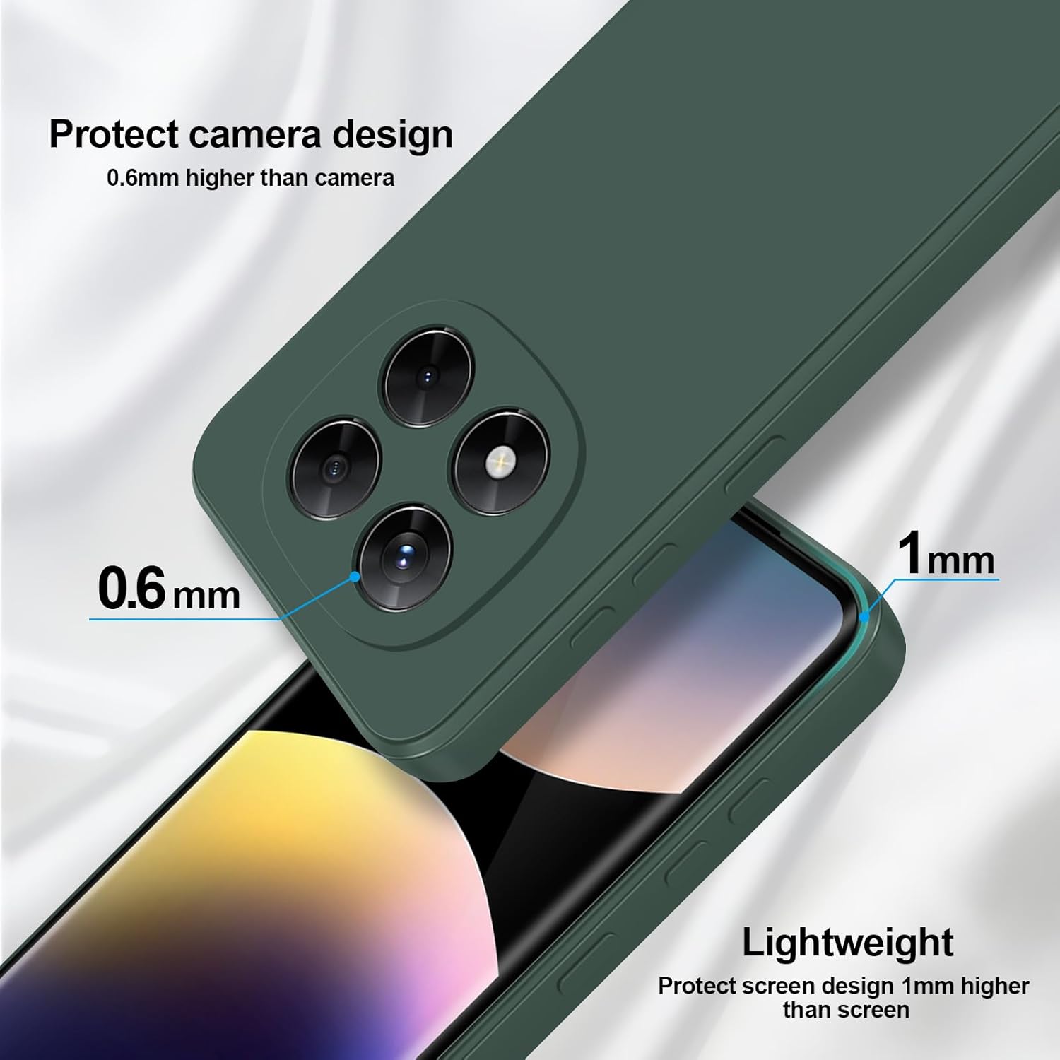 Detalle de GiiYoon Liquid-Silicone Hülle für Xiaomi Redmi Note 14 Pro 5G (grün) – Rundumschutz mit weichem Mikrofaserfutter