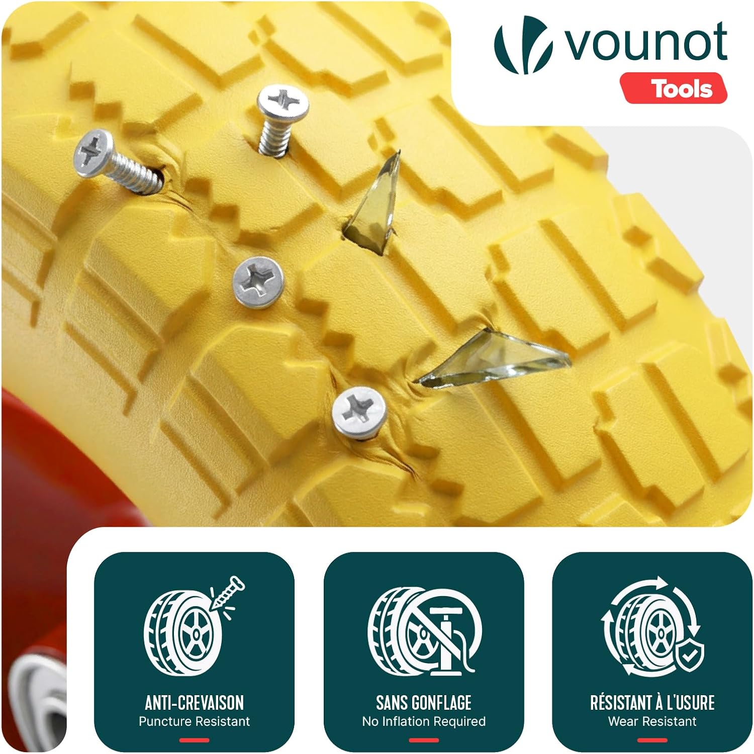 Thumbnail 4 de VOUNOT 3.50-4 Solid PU Wheel, 260 x 85 mm, 16 mm Axle Bore
