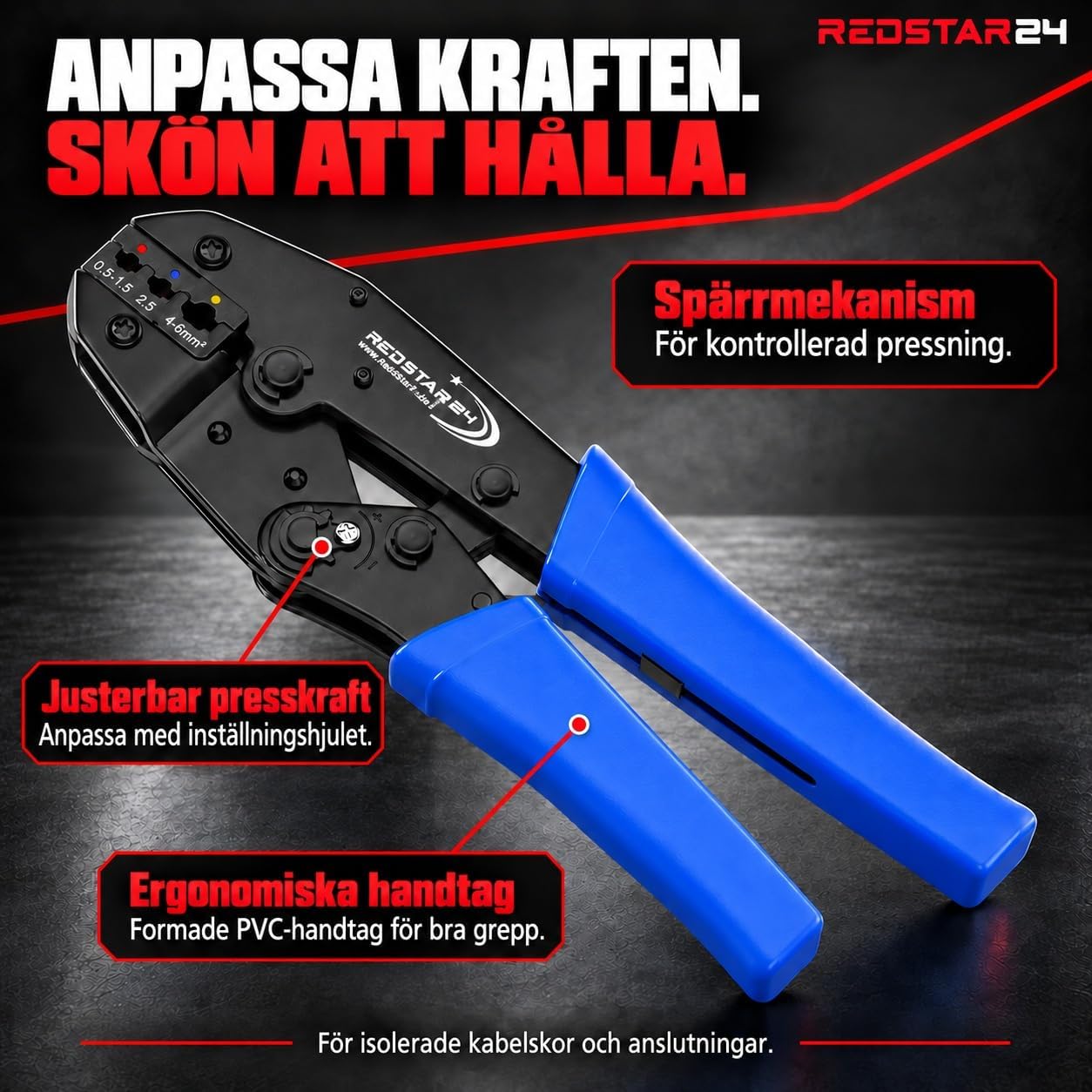 Detalle de RedStar24 RS0022 kabelskotång med 700 kabelskor i 27 typer