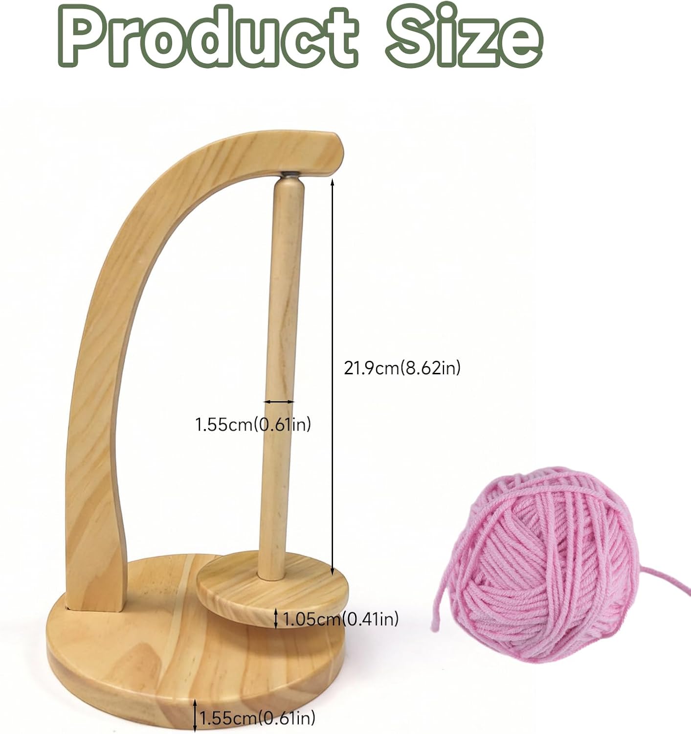 Thumbnail 1 de Icetop Yarn Ball Holder: Wooden Yarn Spinner with Magnetic Rotating Spool, 320g Capacity