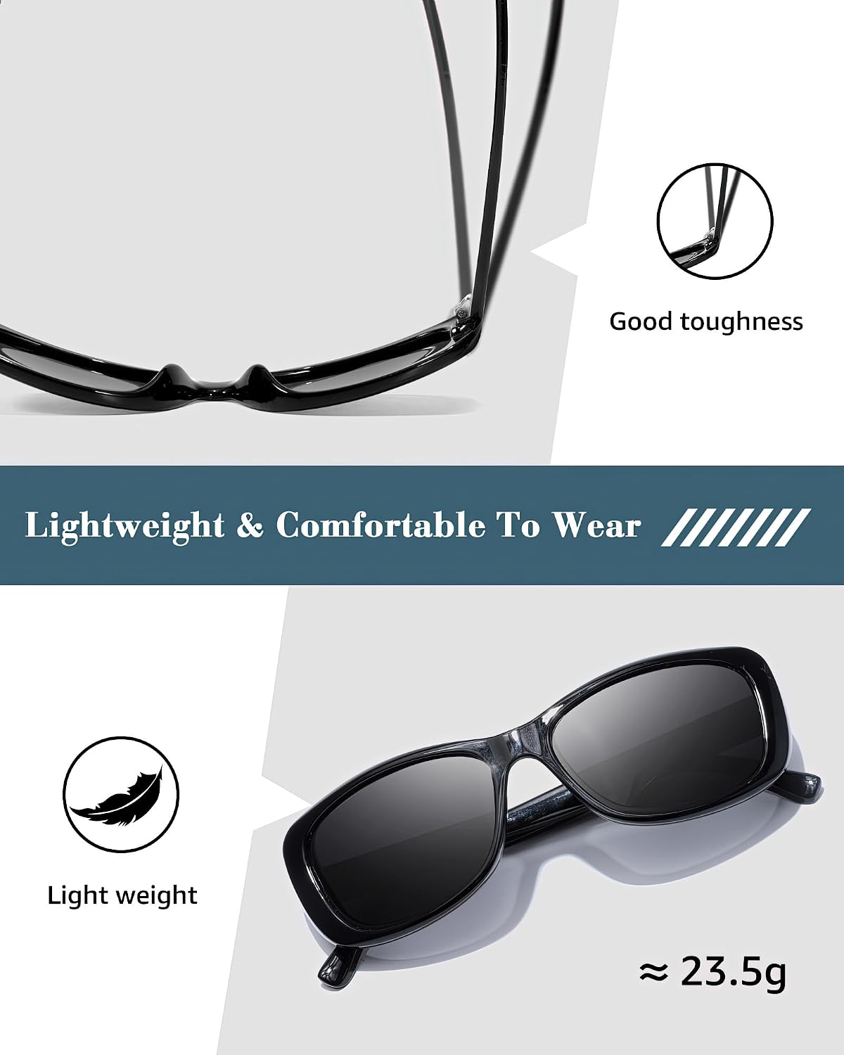 Detalle de LVIOE Womens Polarised Rectangular Sunglasses with UV Protection