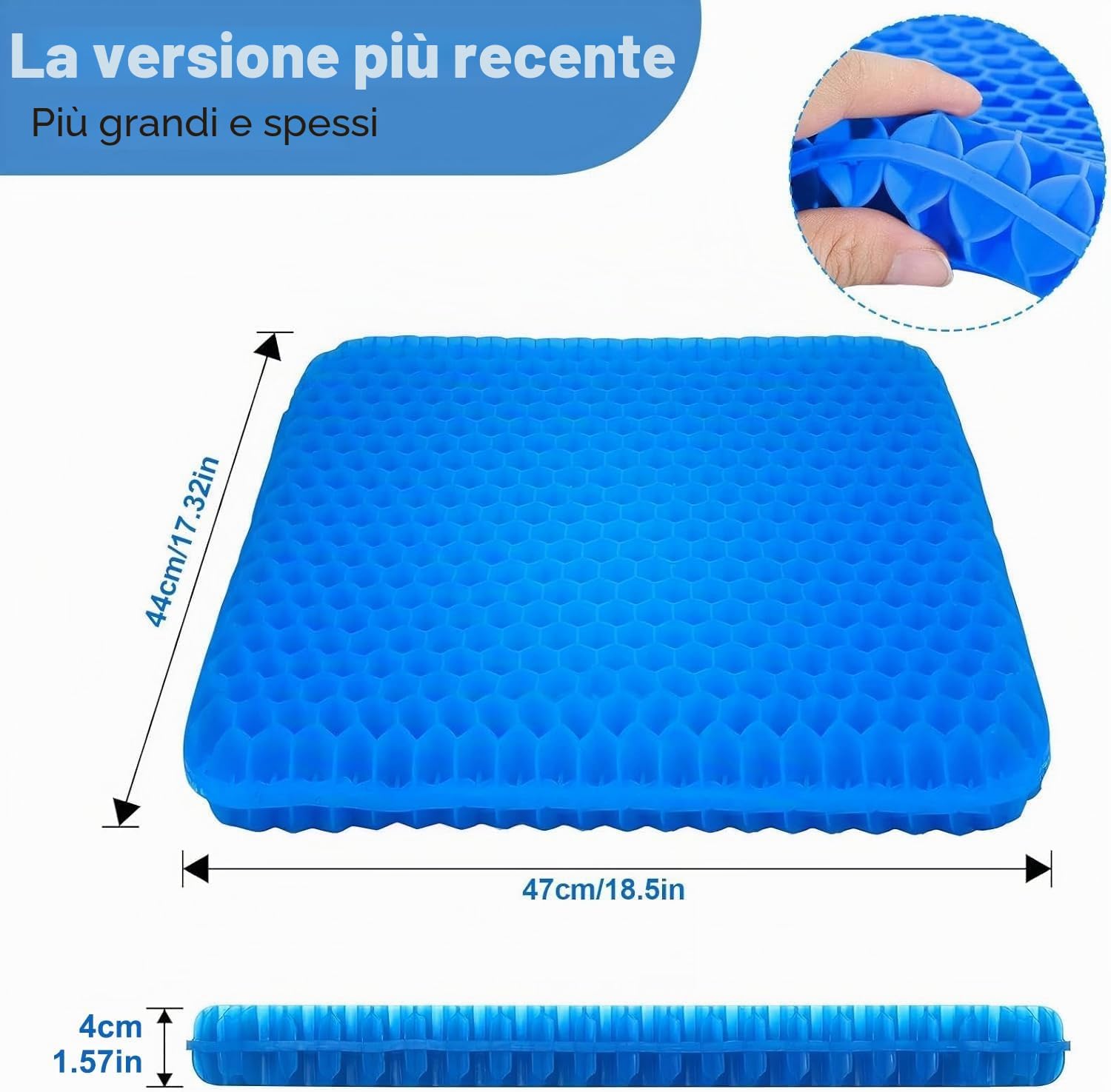 Thumbnail 1 de BTDZDD Cuscino In Gel per Sedie - Extra Large 47x44x3,5 cm, Blu