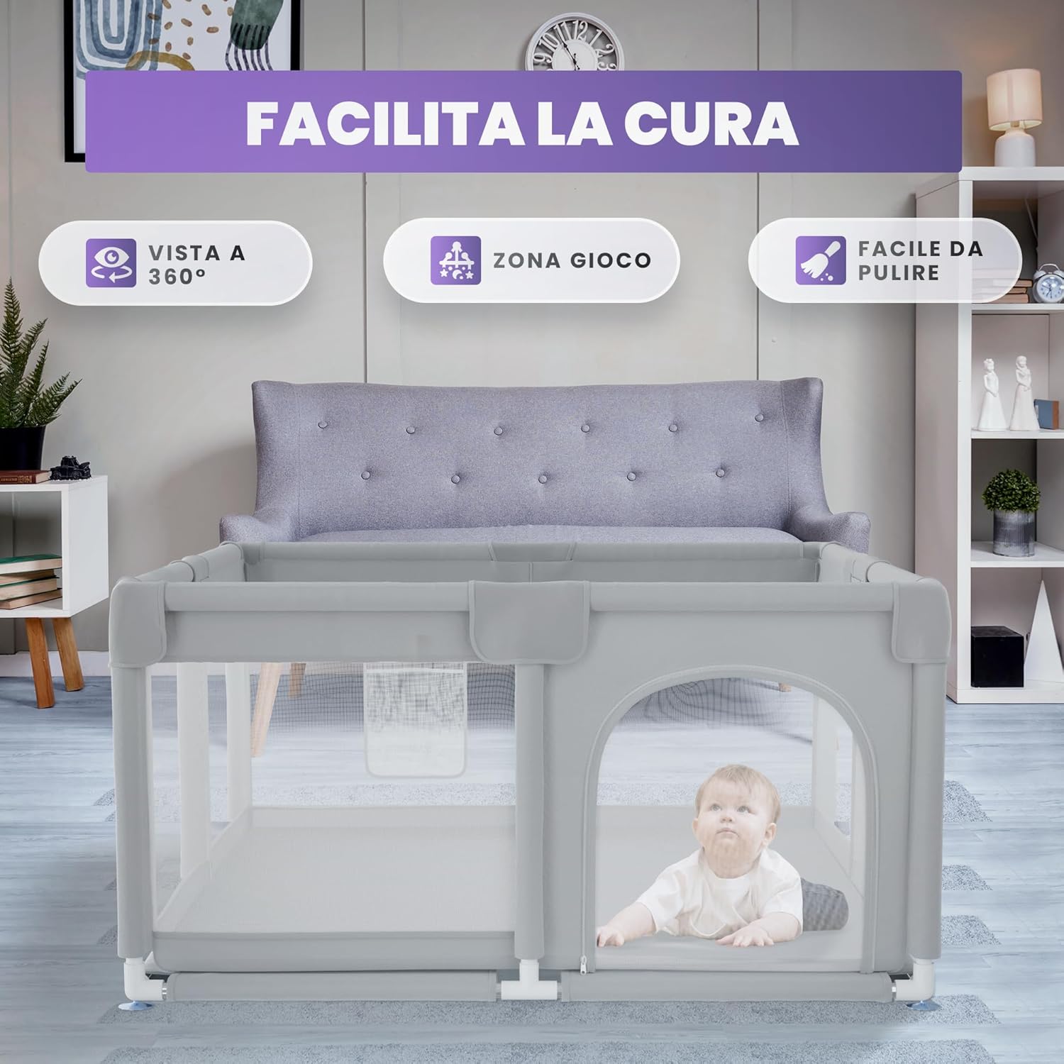 Thumbnail 5 de JUPPLIES Box Bambini 120×120 cm – Recinto Gioco per Neonato 6-24 Mesi