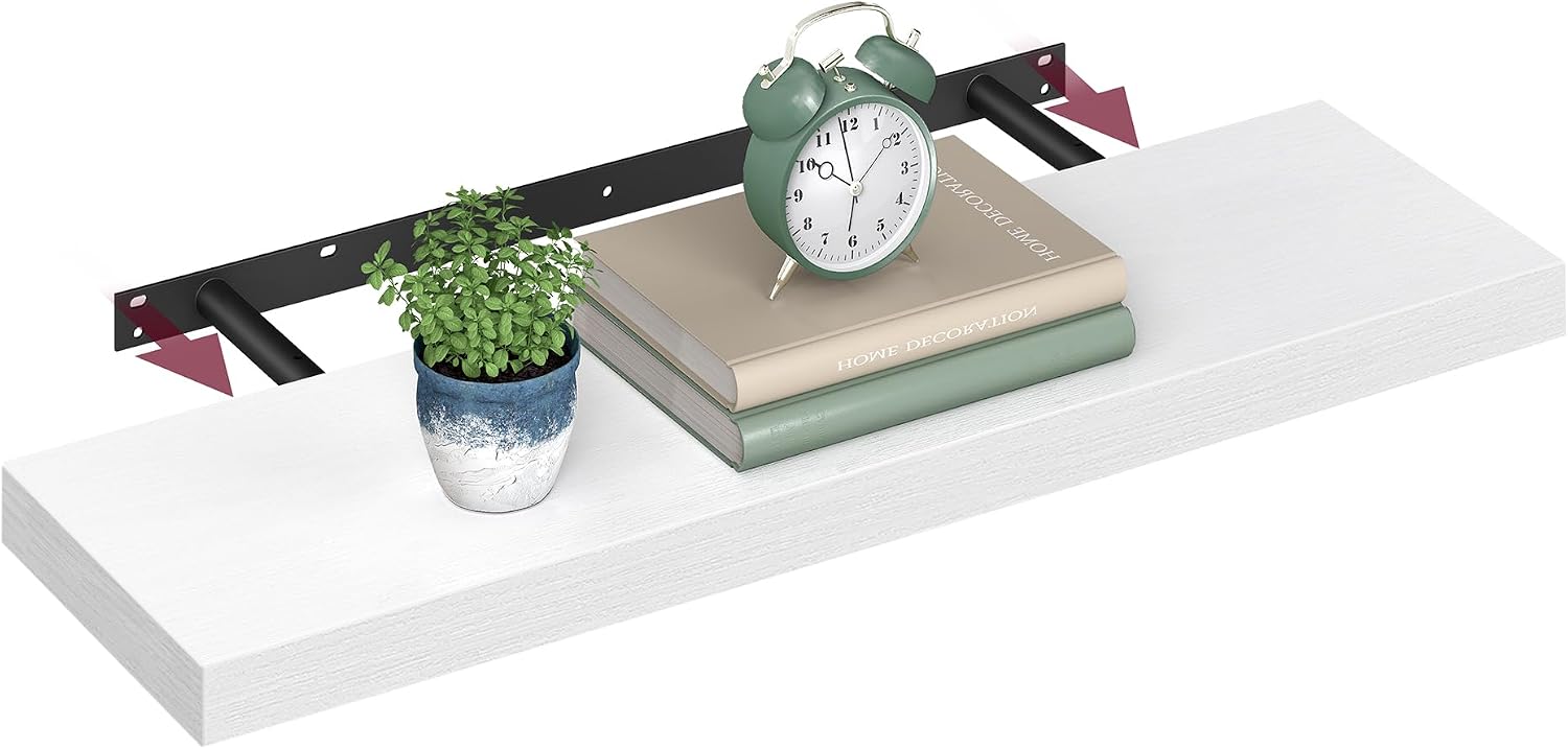 Detalle de VASAGLE LWS028WE01 floating shelf 20 x 80 cm