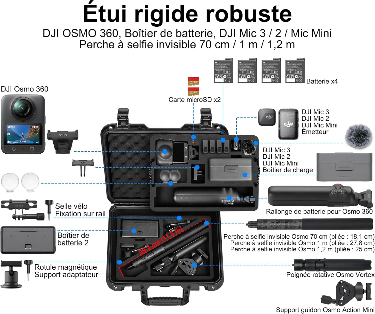 Detalle 2 de LEKUFEE Valise rigide étanche pour Osmo 360 31×11×24,5 cm
