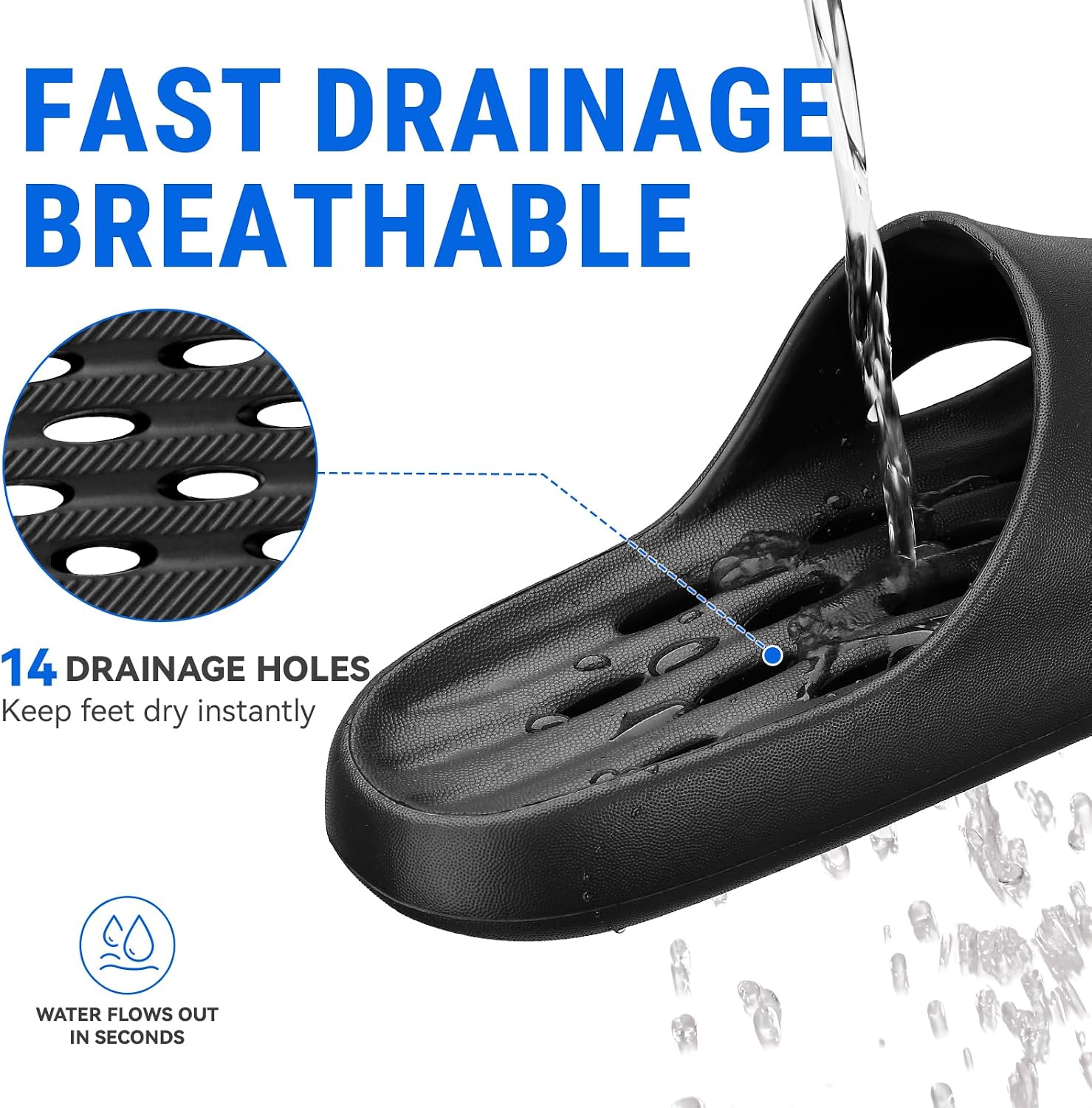 Thumbnail 3 de Aoowoll Shower Shoes with Holes: Quick-Dry, Non-Slip Indoor Slippers