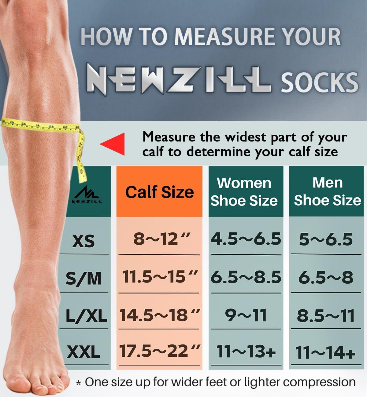 Detalle de NEWZILL Medical Compression Socks for Women & Men – 20-30 mmHg Knee-High Support