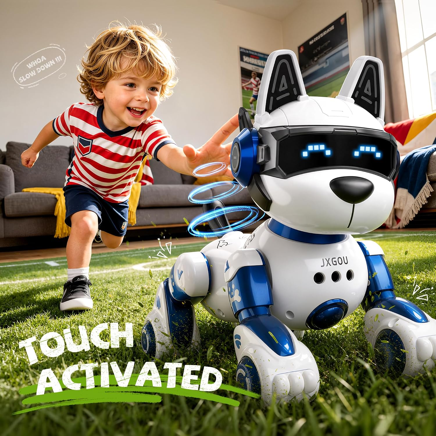 Detalle 2 de Ozega Robot Dog-988A-7 Blue Interactive Robot Dog with Voice and App Control