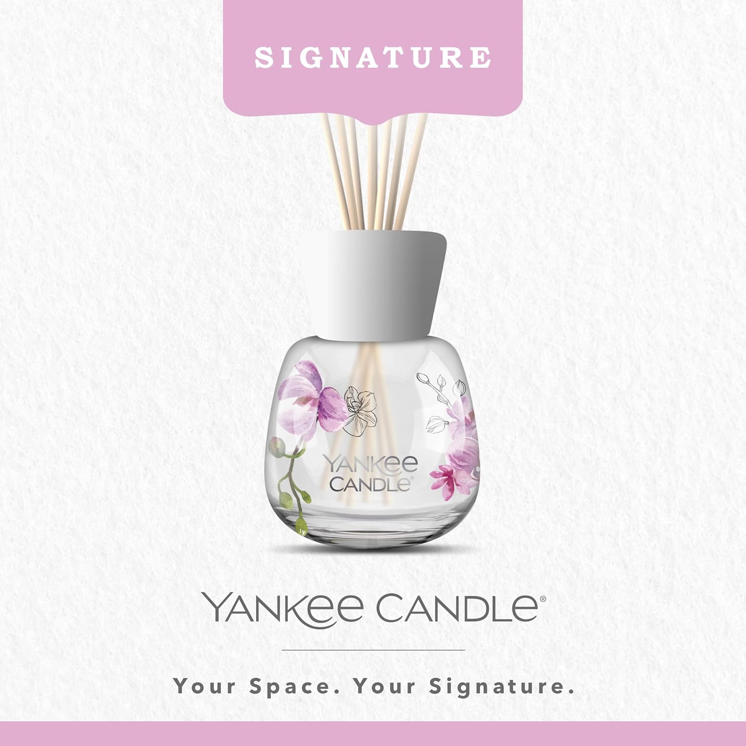 Detalle 2 de Yankee Candle Signature brins diffuseur Orchidée Sauvage – 10 semaines, rotin naturel