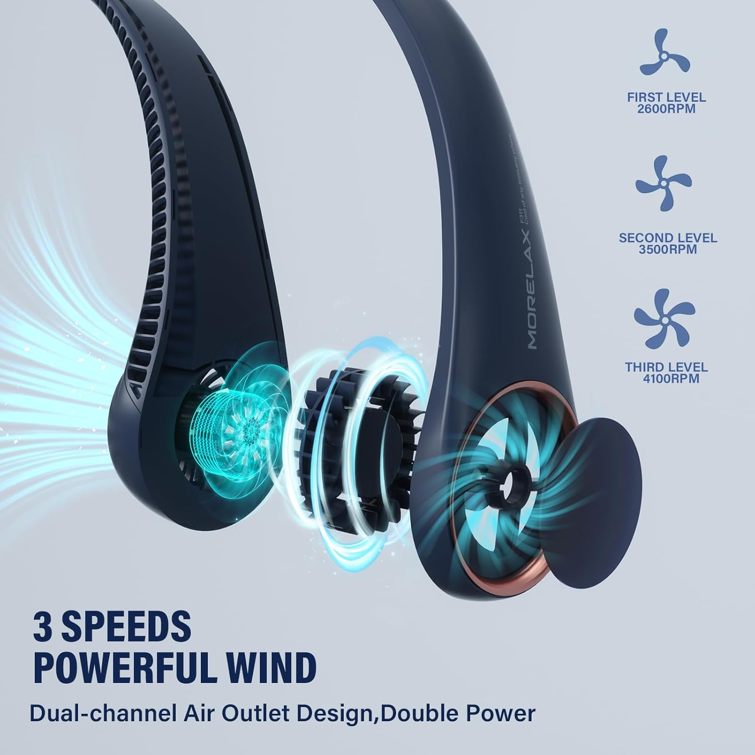 Thumbnail 2 de Morelax Neck Fan: USB Rechargeable, Hands-Free Bladeless Personal Cooling