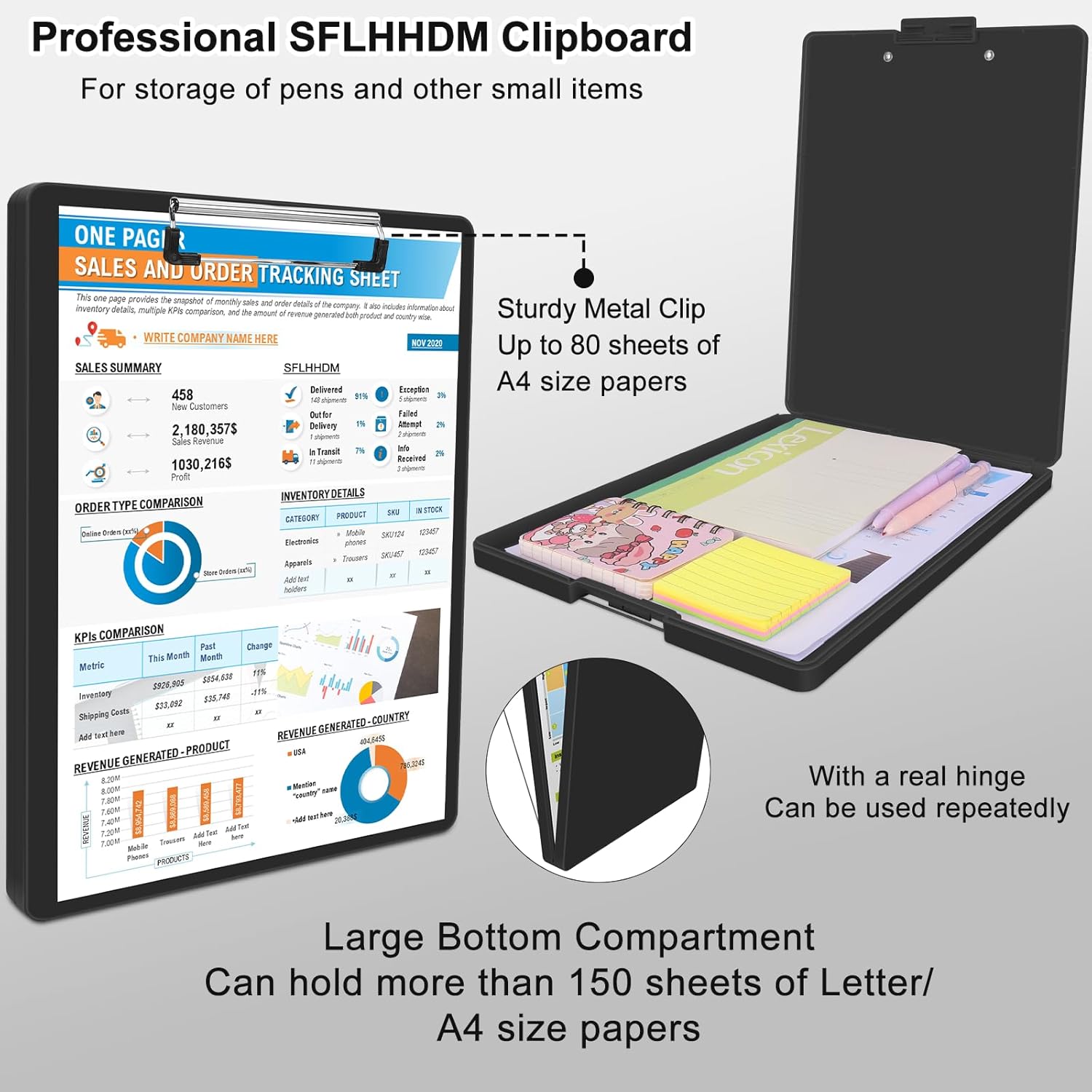 Thumbnail 4 de SFLHHDM Clipboard with Storage 8.5x11 Heavy Duty Clipboards 📋