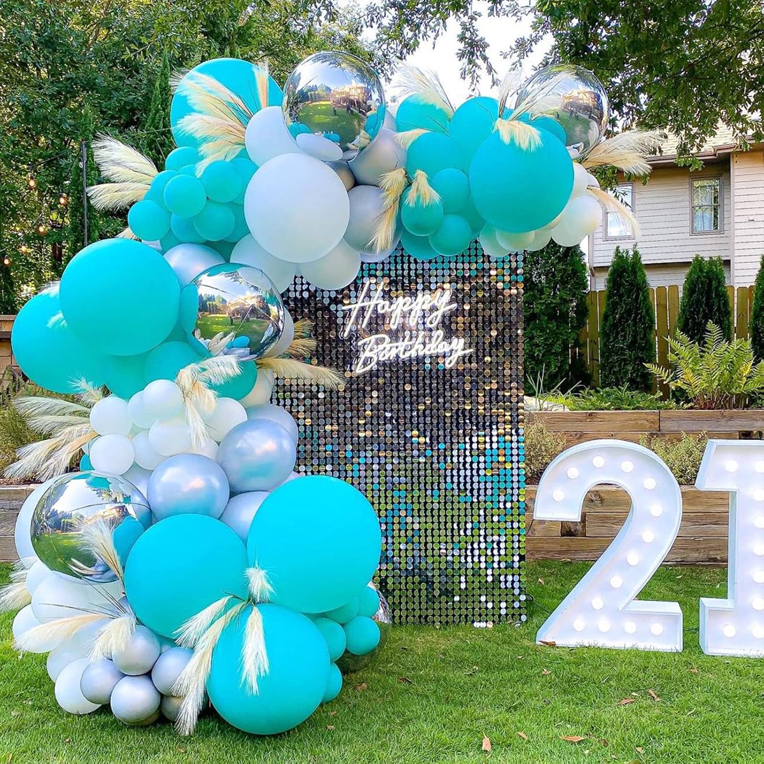 Detalle 2 de Voircoloria Teal Balloon Garland Kit 130-piece