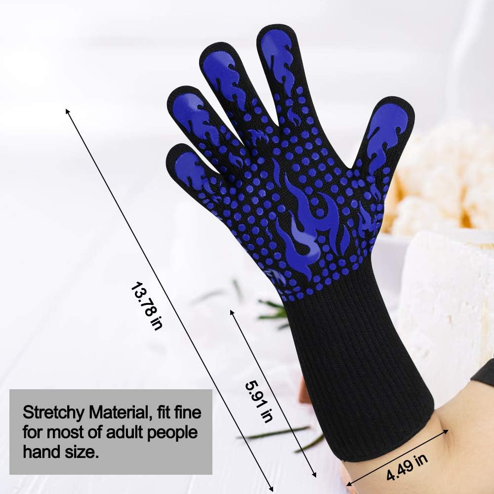 Detalle de Comsmart BBQ Gloves, 1472°F Heat-Resistant Silicone Oven Mitts, Non-Slip Grip
