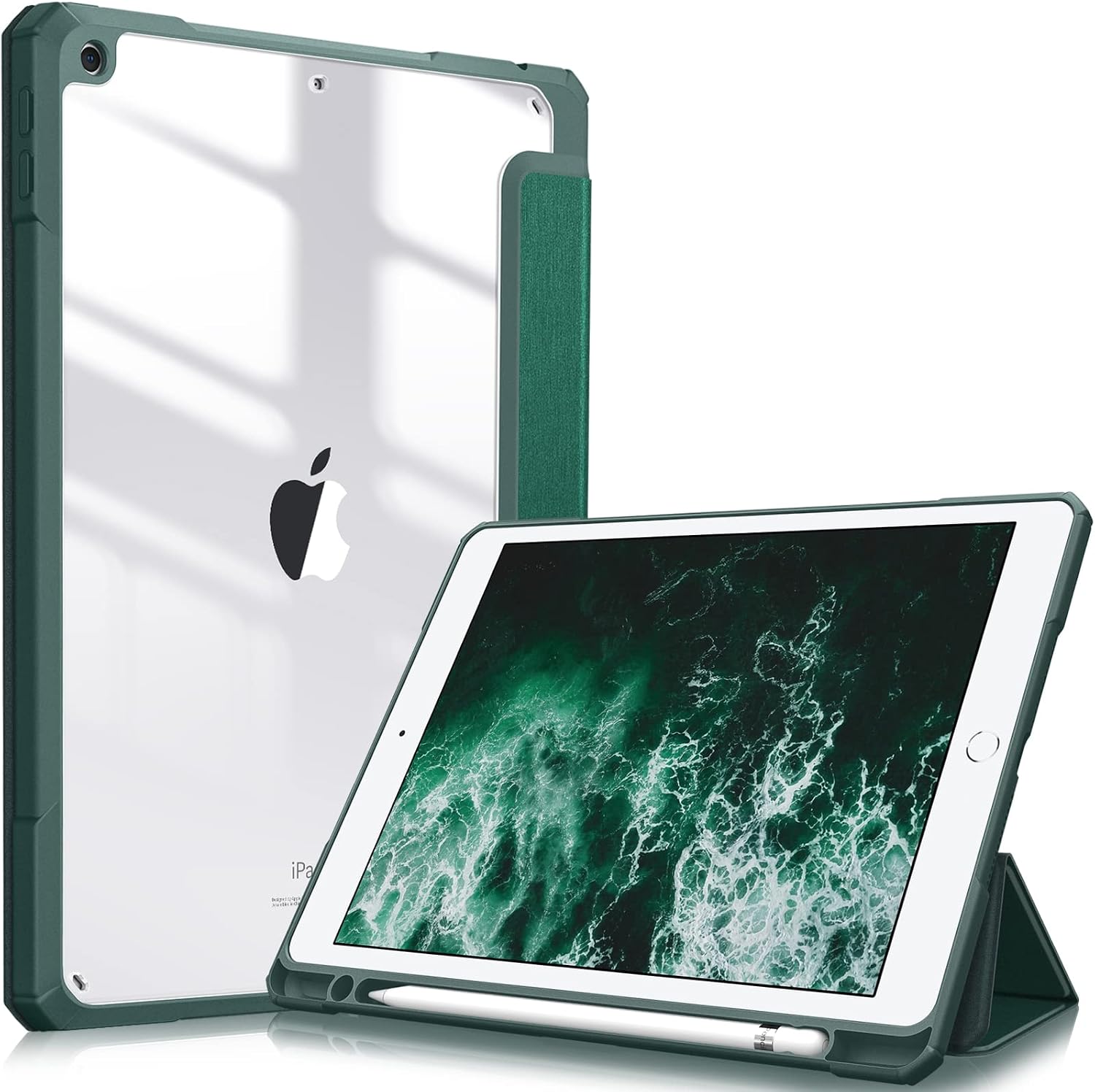 Detalle de Fintie Hybrid Hülle für 10,2-Zoll iPad (9./8./7. Gen) mit Stifthalter – stoßfest, mit transparenter Rückschale