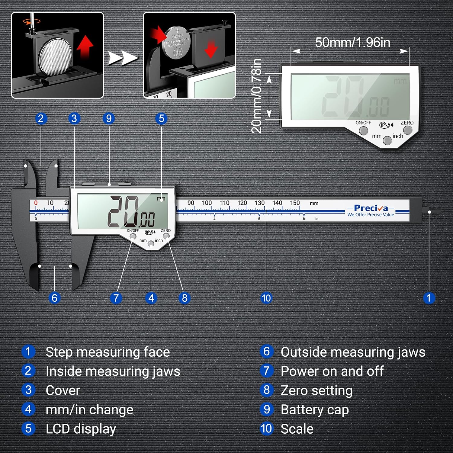 Thumbnail 5 de Preciva 150mm Digital Vernier Caliper