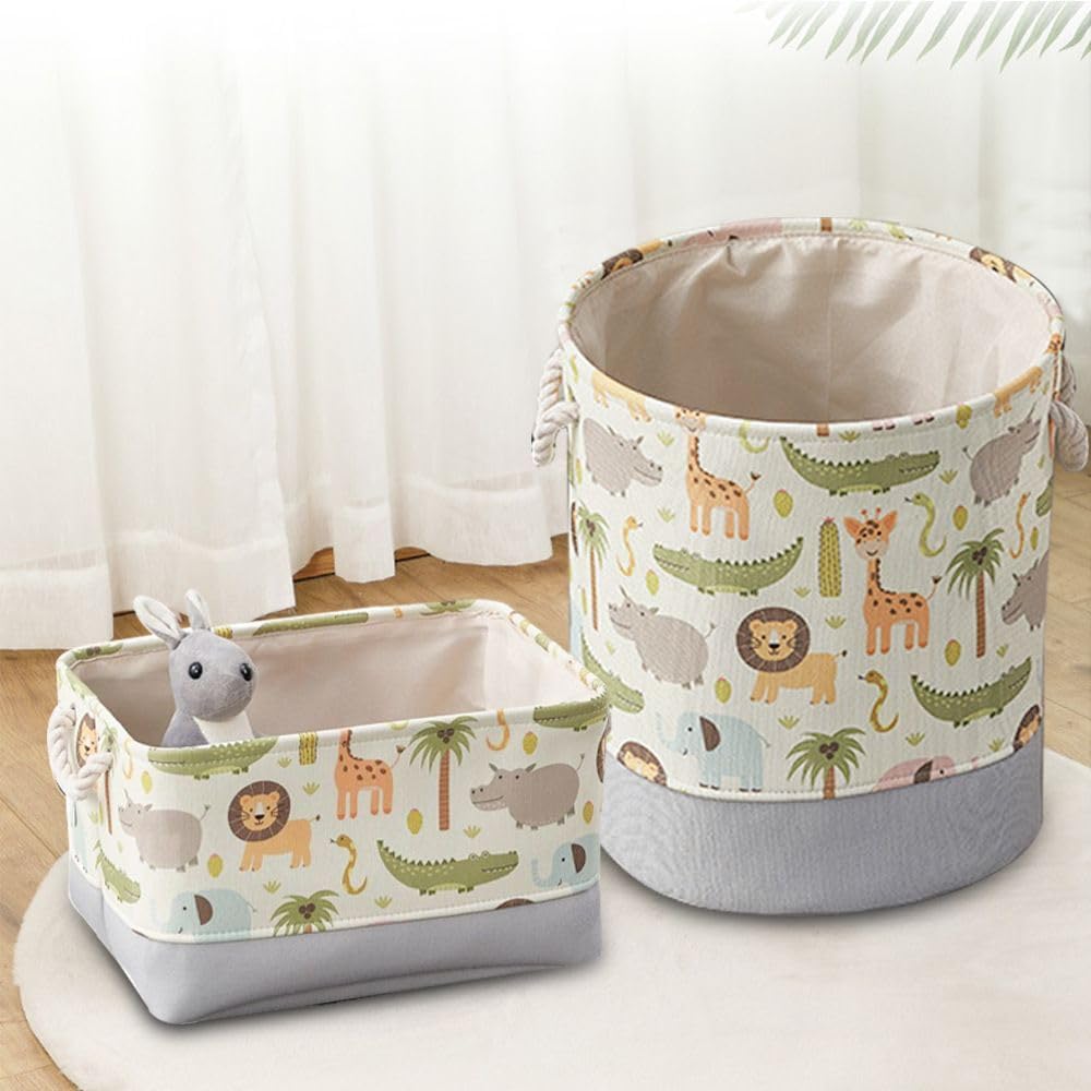 Detalle 2 de JIUJ Storage Baskets: Cotton Foldable Square Home Organizer Bin (Lion)