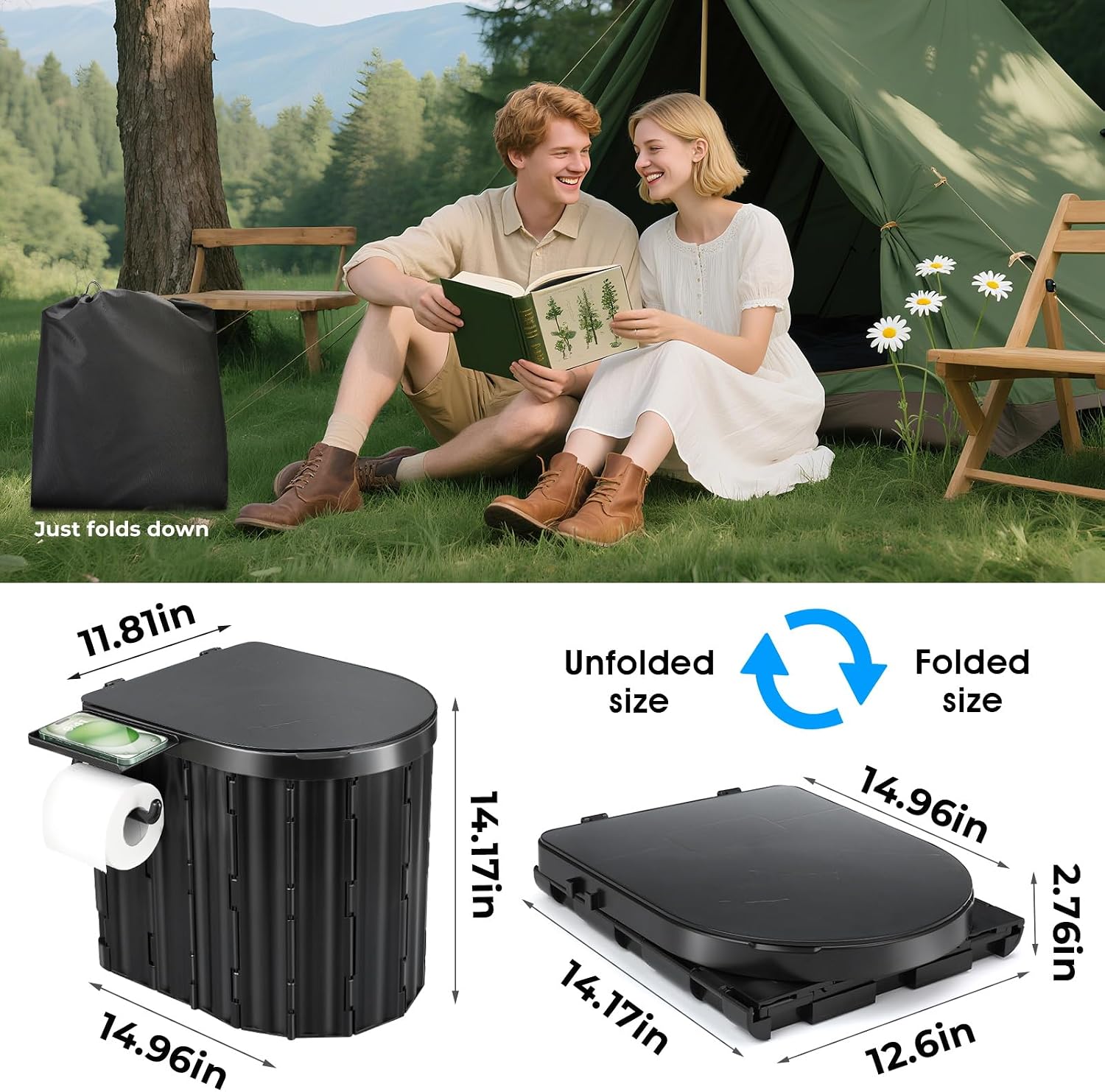 Detalle 2 de Portable Toilet Foldable 450 lb capacity 🚽