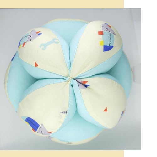 Detalle de Surikatokids Pelota Montessori - Bola Sensorial Bebe (Dinos) de algodón 100% con cascabel