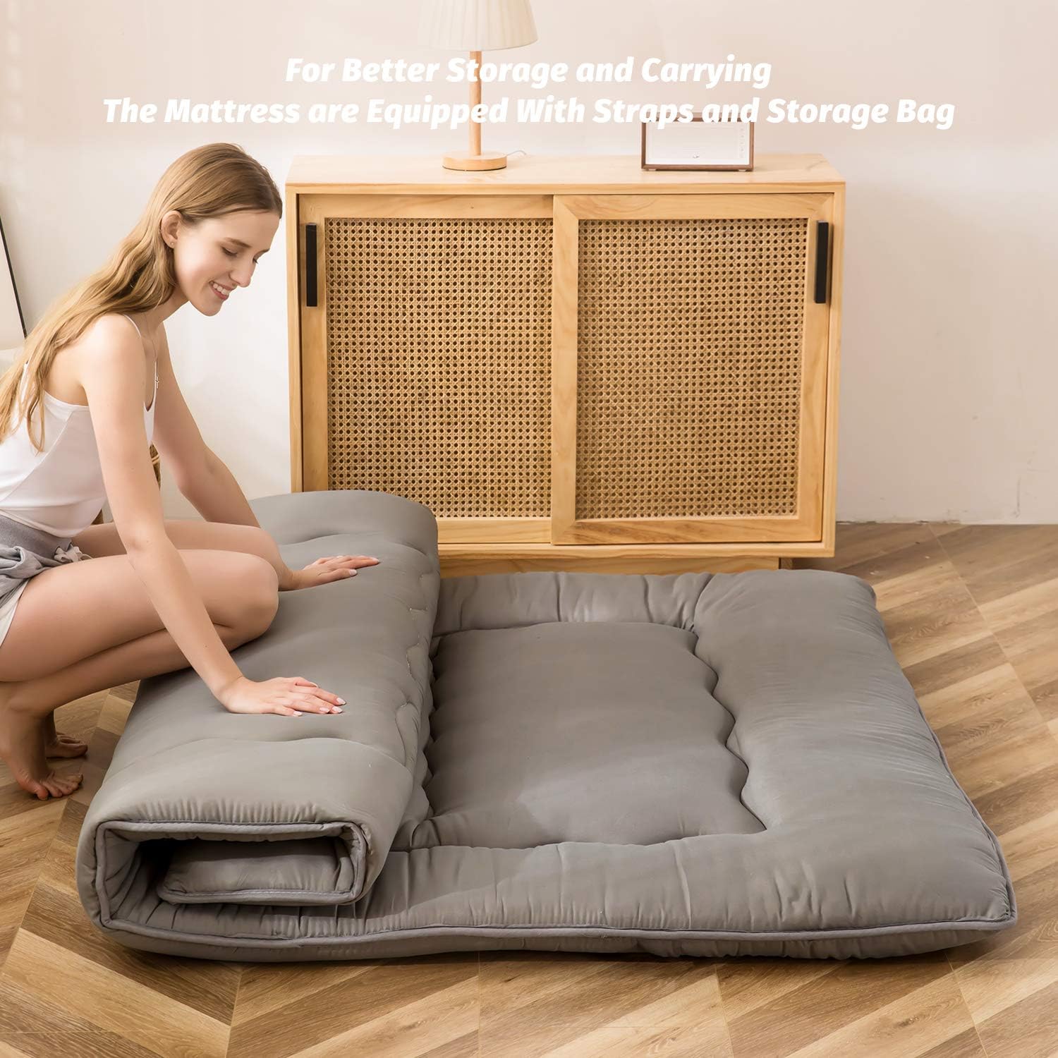 Thumbnail 2 de MAXYOYO Japanese Floor Mattress Futon Mattress (4" Thick, Full Size) – Charcoal Grey