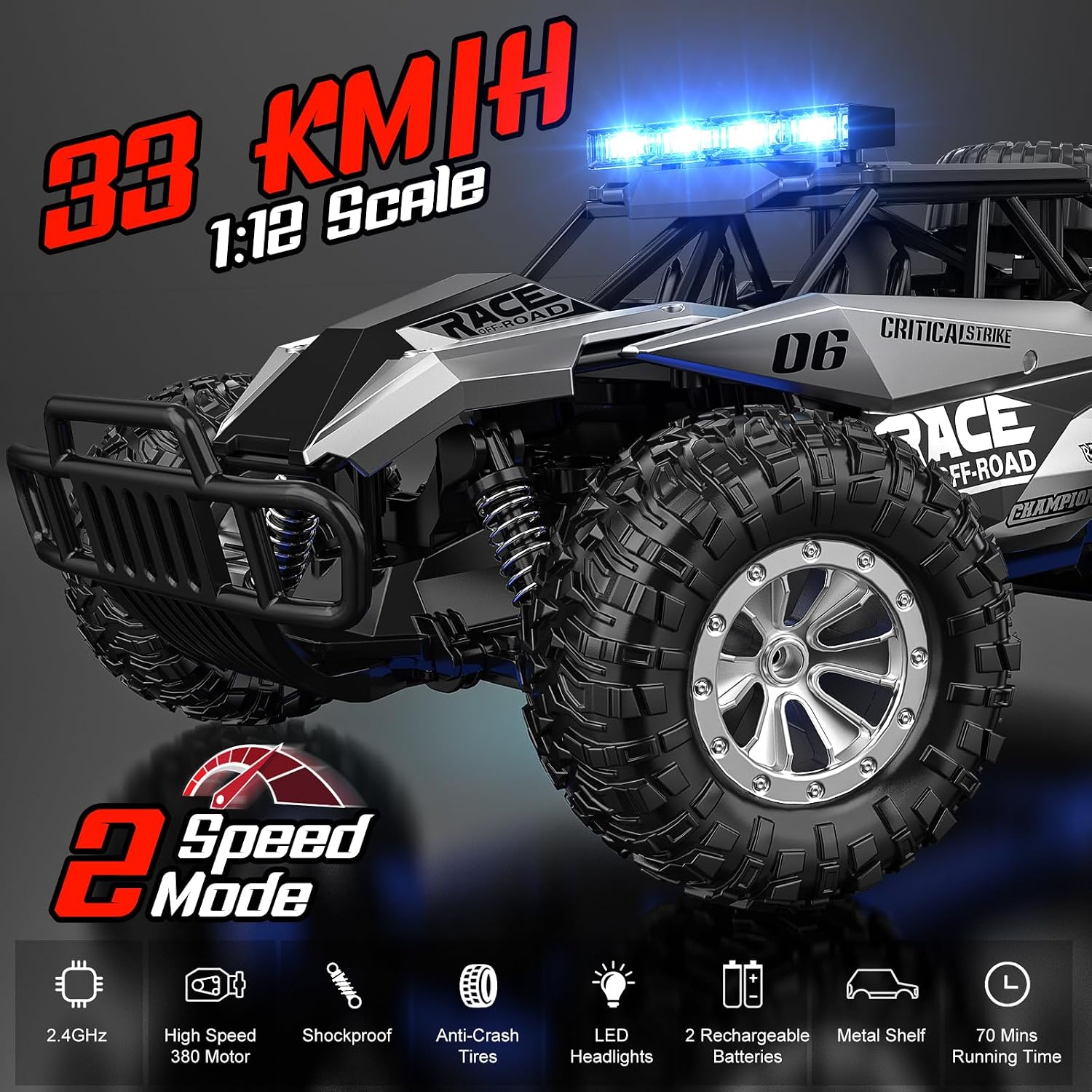 Thumbnail 1 de BLUEJAY 1809 1:12 RC Monster Truck, 33 km/h, LED Lights