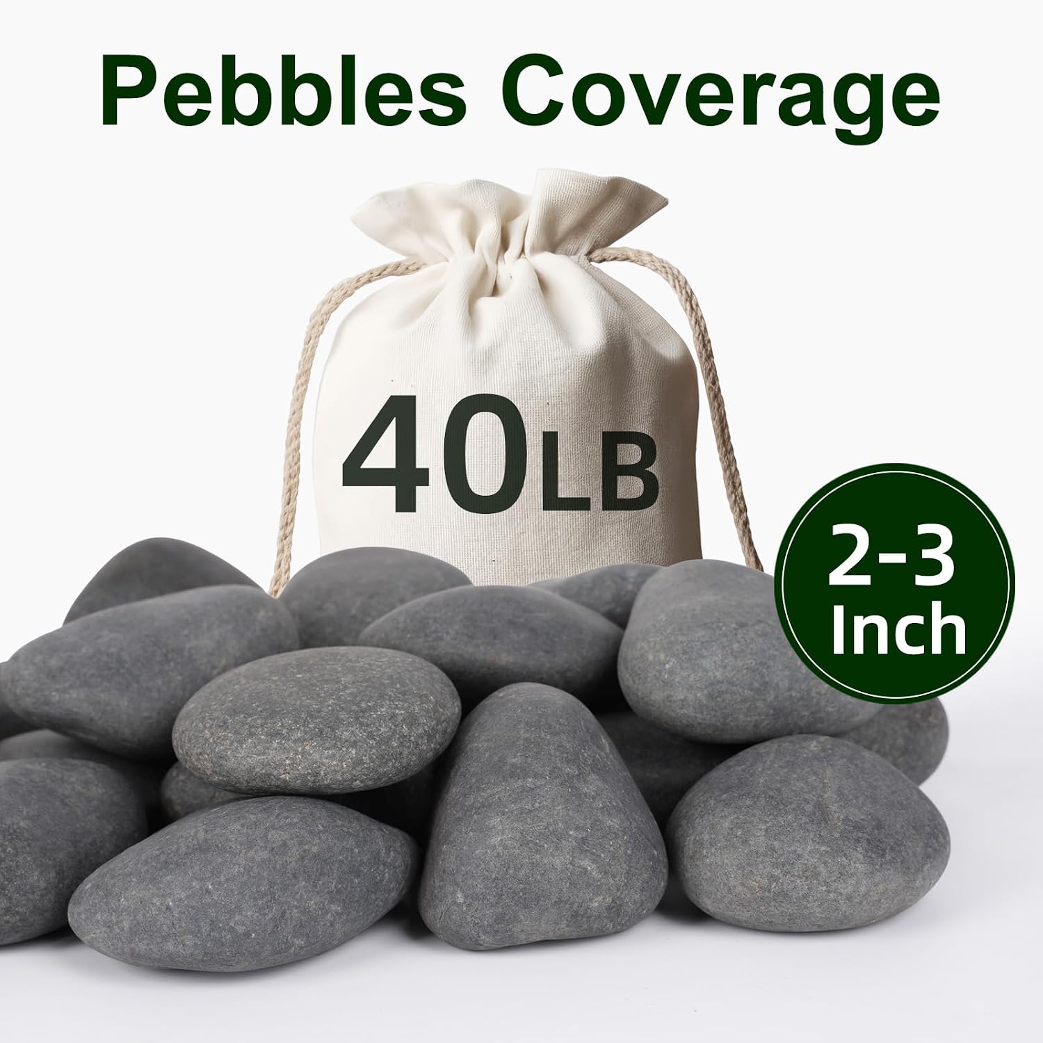 Detalle 2 de Rahato 40 lbs Decorative Landscaping Rocks, 2–3 Inch Natural River Stones