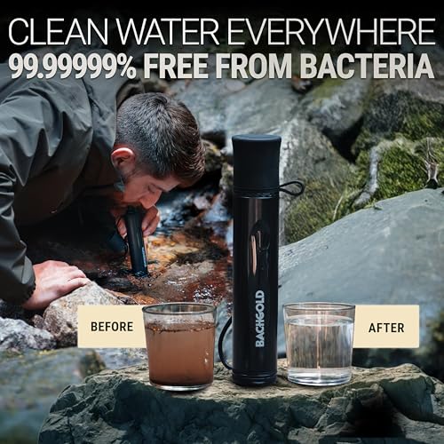 Detalle 2 de BACHGOLD Water Filter Straw for Camping, 70 cm Hose, 2-Stage Filtration