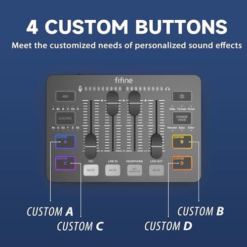 Detalle 2 de FIFINE Gaming Audio Mixer PC – Mélangeur USB/XLR avec Carte Son et FX pour Streaming