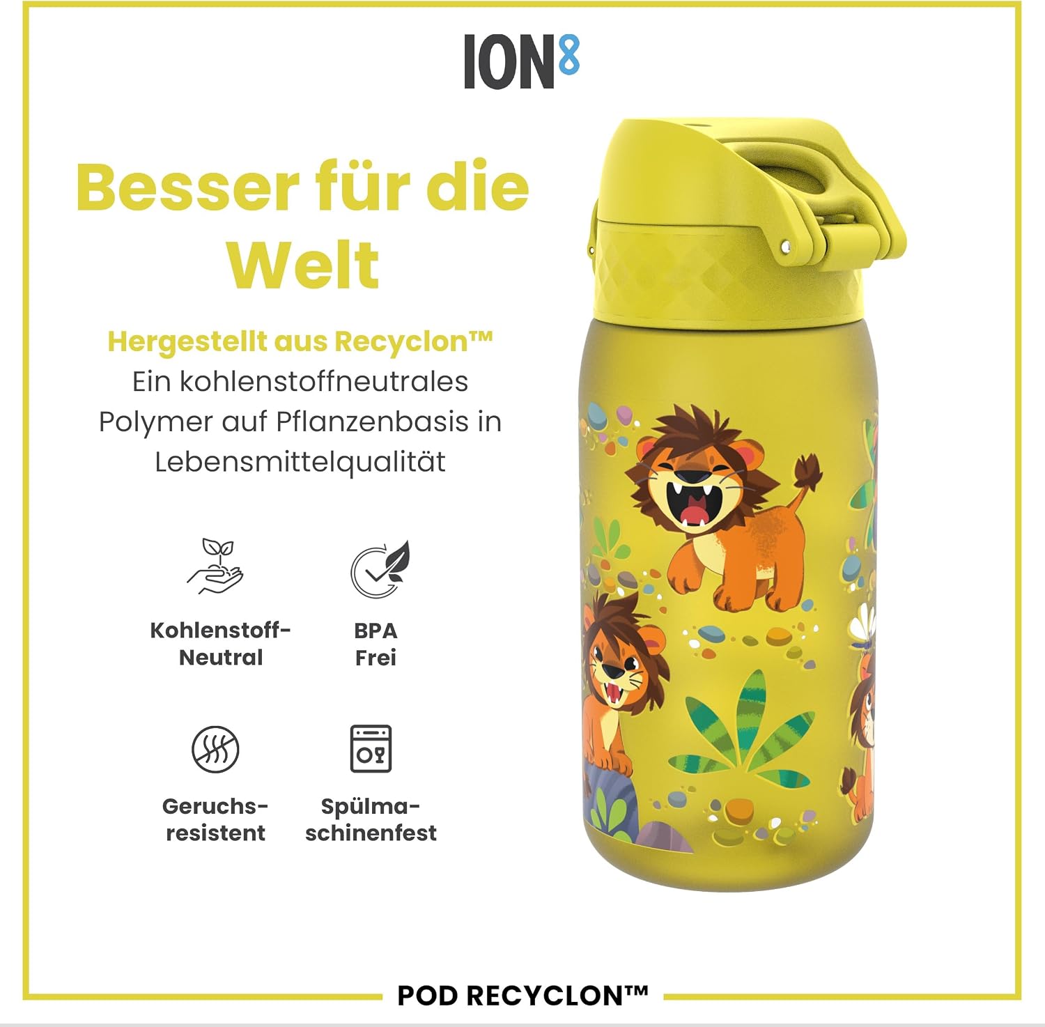 Thumbnail 4 de ION8 Kinder Trinkflasche 350 ml – auslaufsicher, einhändig öffnbar und BPA-frei