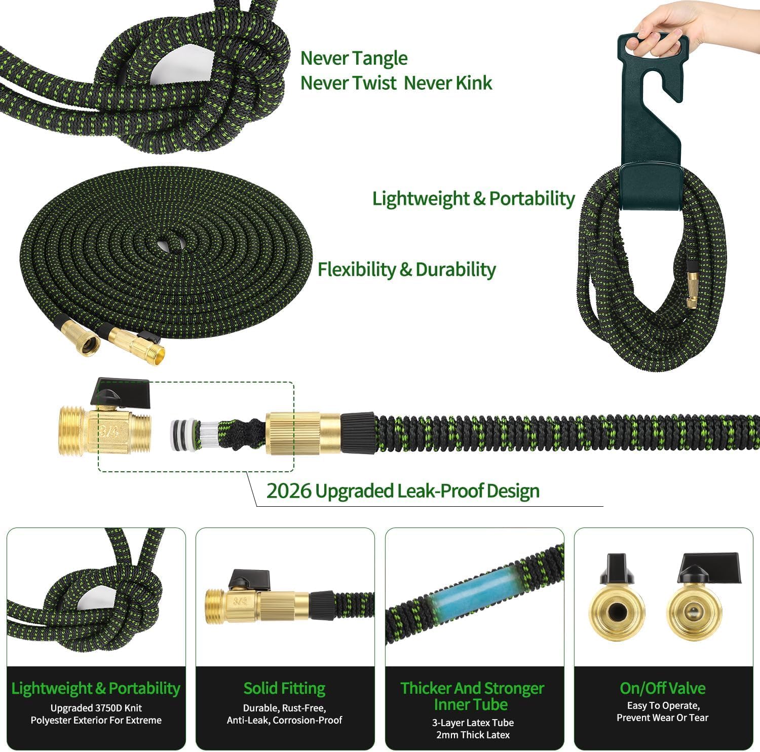 Thumbnail 5 de Semifrut 100 Ft Expandable Garden Hose with 10-Function Spray Nozzle