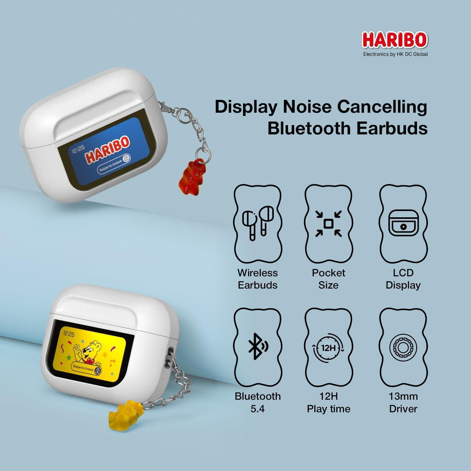 Thumbnail 1 de HARIBO Bluetooth Kopfhörer In-Ear mit LCD-Touchcase – Gelb (Gummy Bear Style)