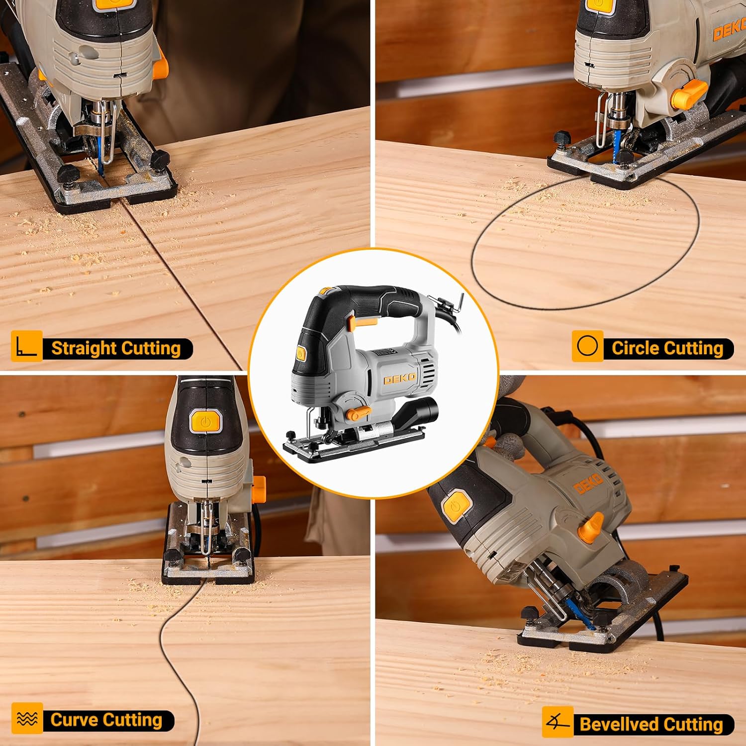 Thumbnail 6 de DEKOPRO 800W Stichsäge mit LED, Laser und 4 Orbitaleinstellungen – für Holz, Metall und Kunststoff