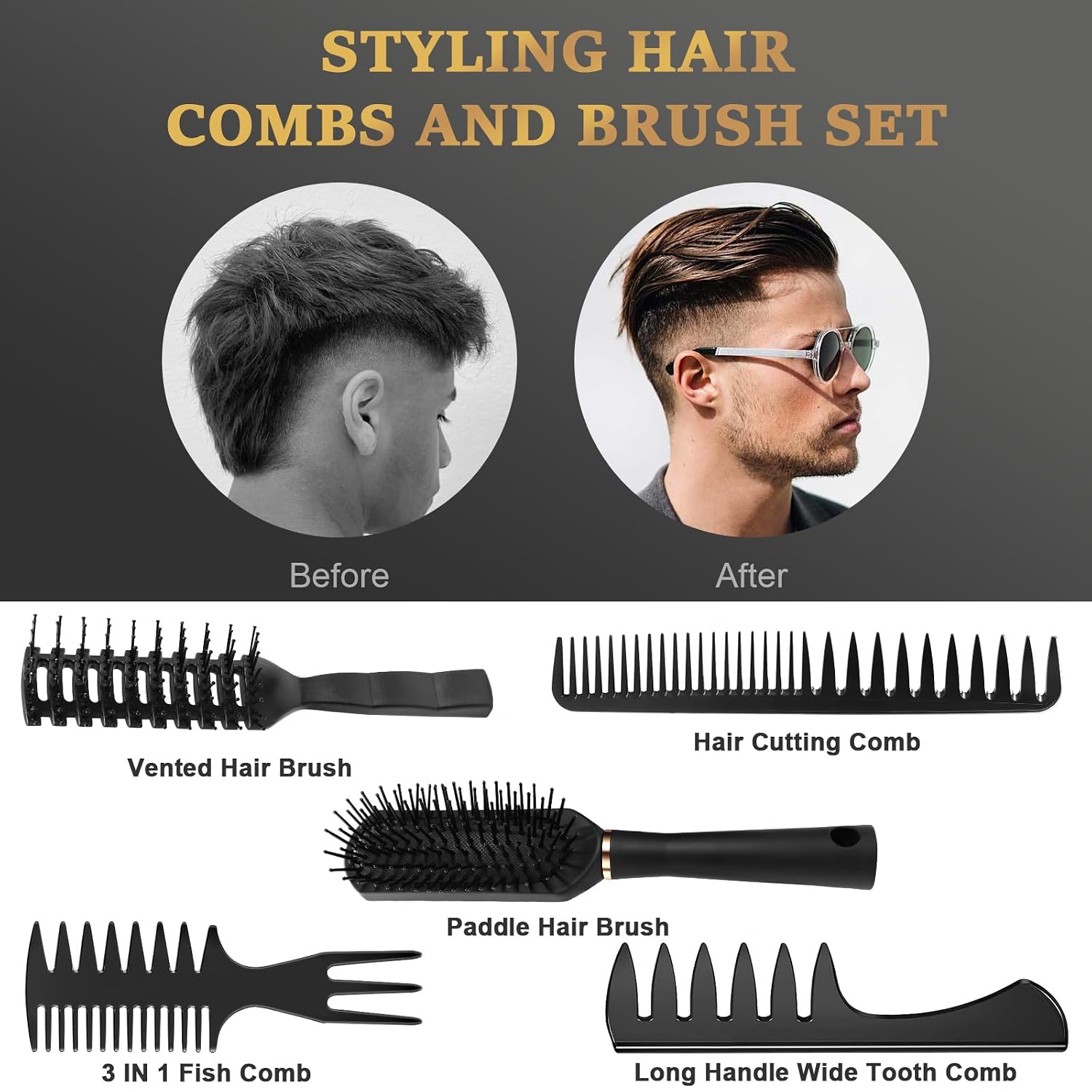 Thumbnail 2 de DUAIU Kamm Männer 5‑teilige Haarbürste Set