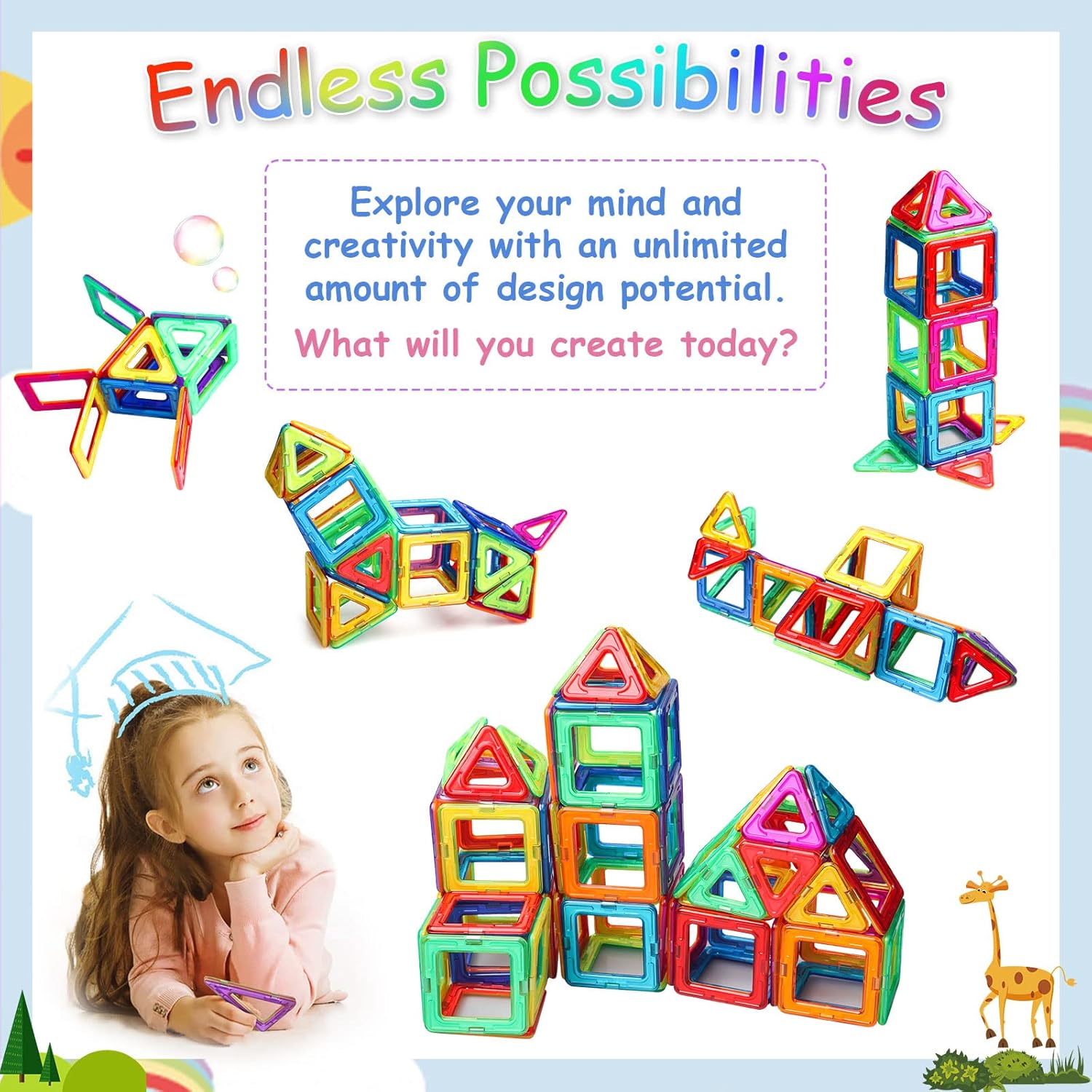 Thumbnail 6 de AUOLTE magnetic tiles 38 piece STEM toy