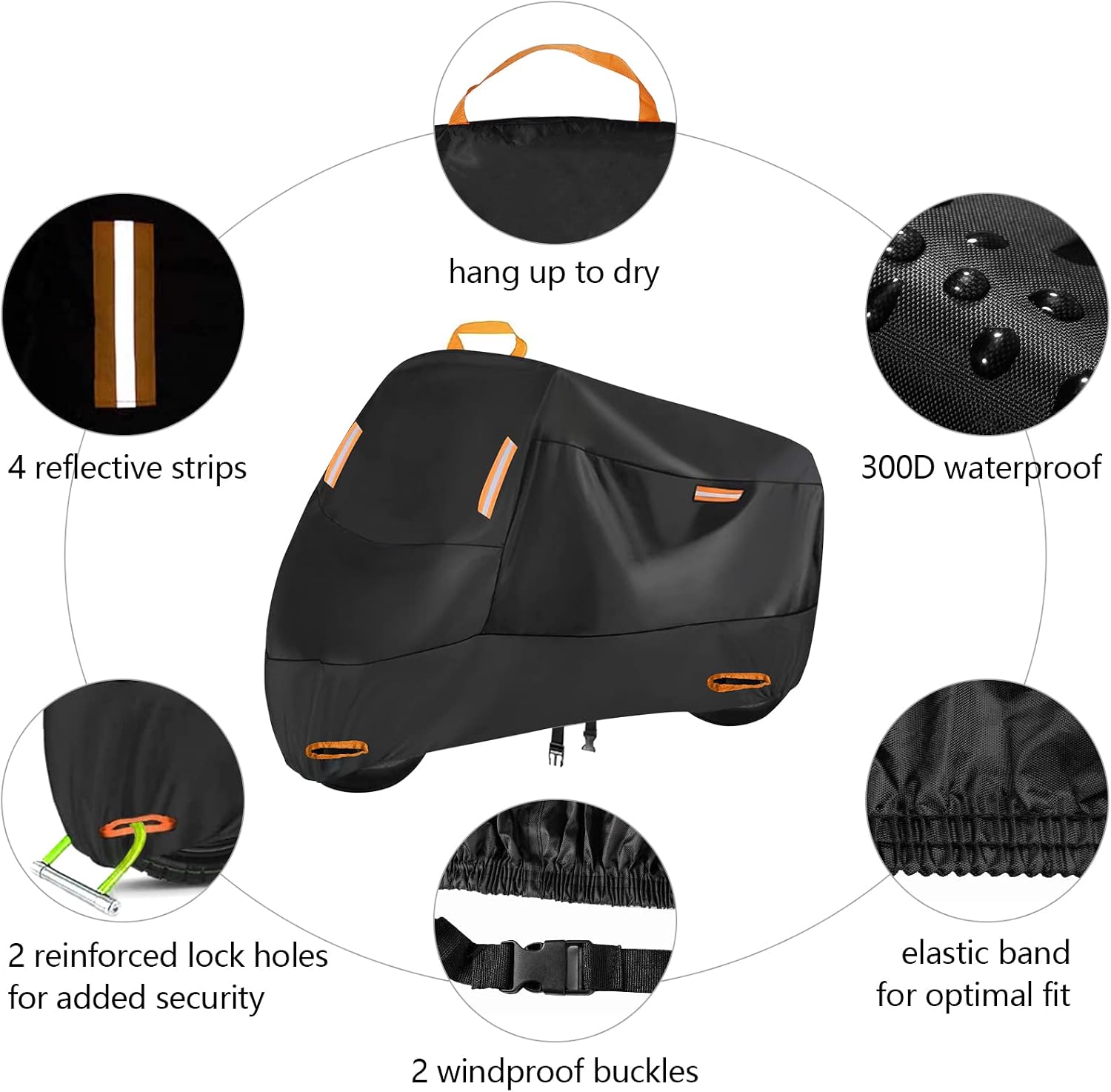 Detalle de SECELES 300D Heavy Duty Motorcycle Cover (XXL) for Outdoor Storage