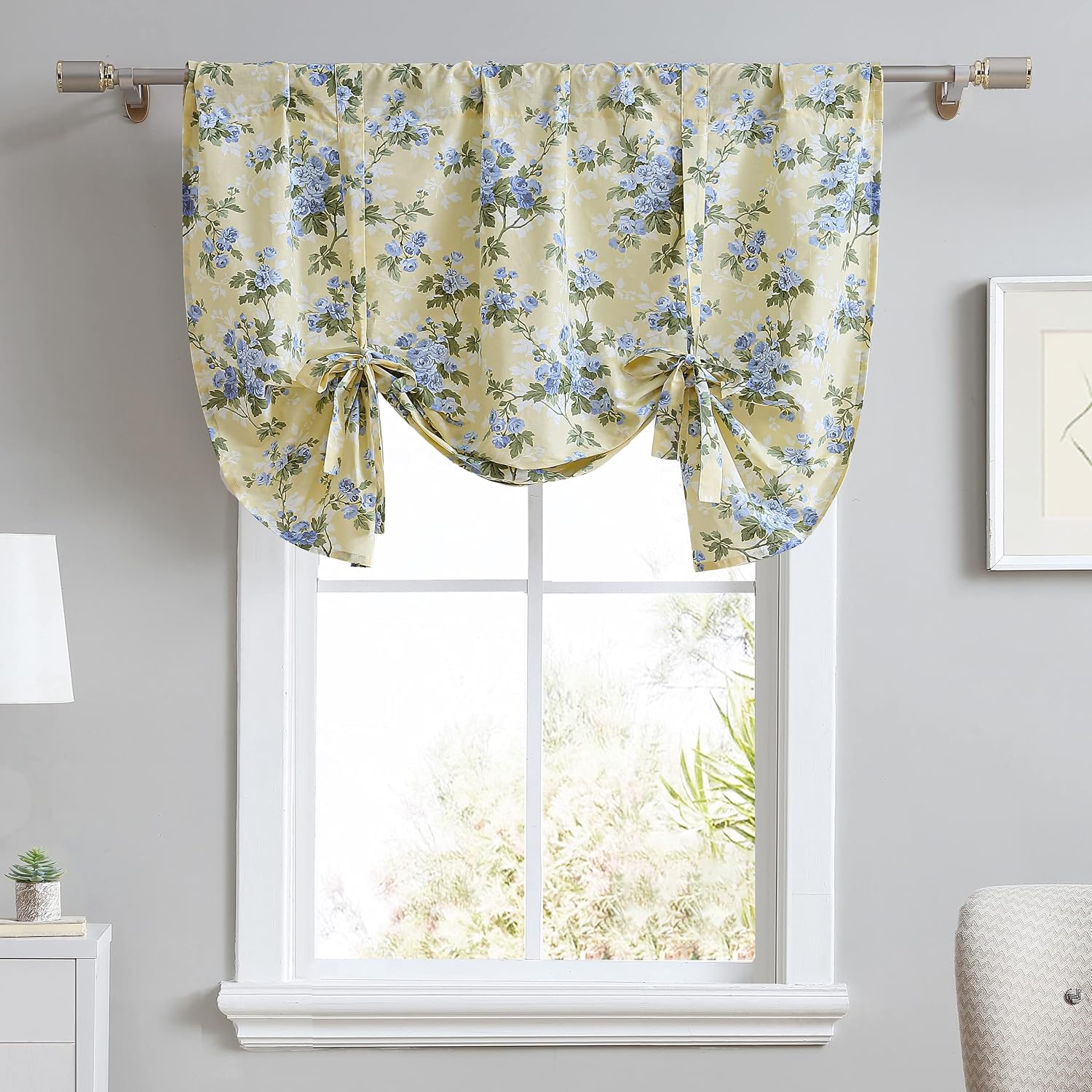 Thumbnail 4 de Laura Ashley Annalise Floral – bawełniana falbana okienna, szara, wiązana