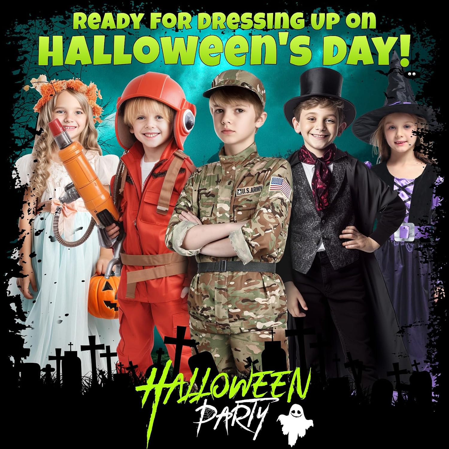 Detalle 1 de GIFTINBOX Army Costume for Boys, 15-Piece Camo Soldier Dress-Up Set
