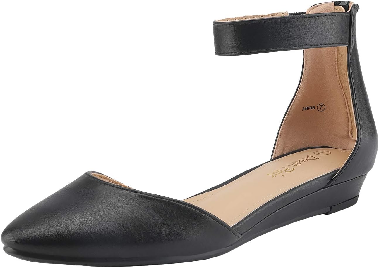 Detalle 2 de DREAM PAIRS Women's Low Wedge Ankle Strap Flats 👠
