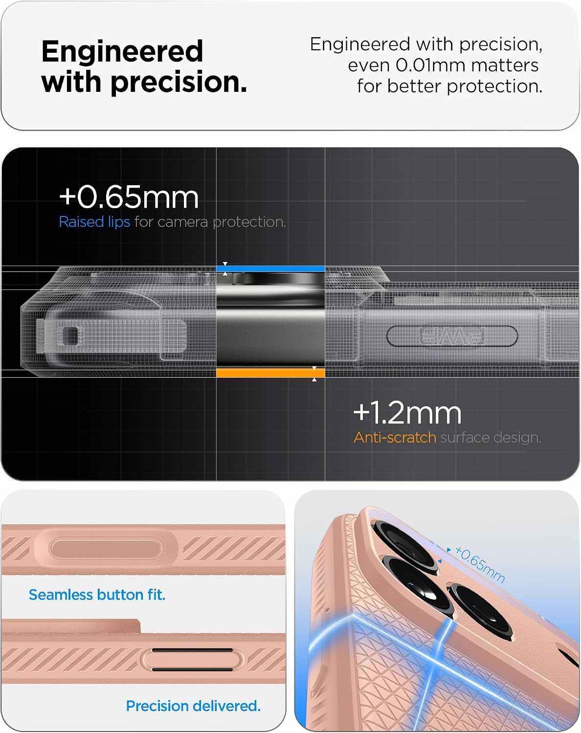 Detalle de Spigen Coque Liquid Air pour iPhone 17 Pro Max (édition 2025, flexible) – Rose Titane