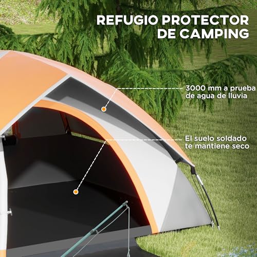 Detalle de Outsunny Tienda de Campaña para 2 Personas: plegable, impermeable 3000 mm y diseño ligero