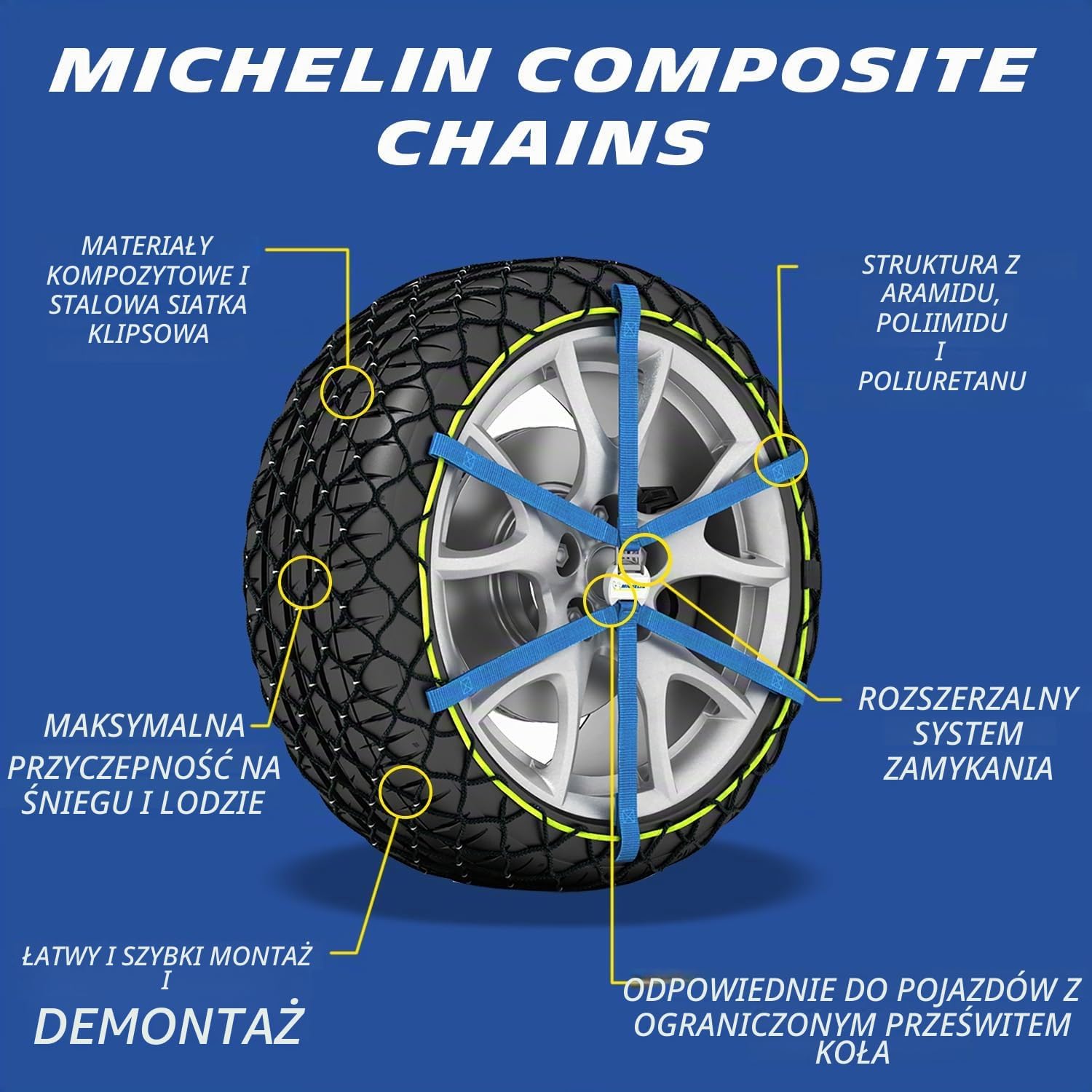 Thumbnail 1 de Michelin łańcuchy śniegowe do opon 13 i 14 cali z metalowym zapięciem
