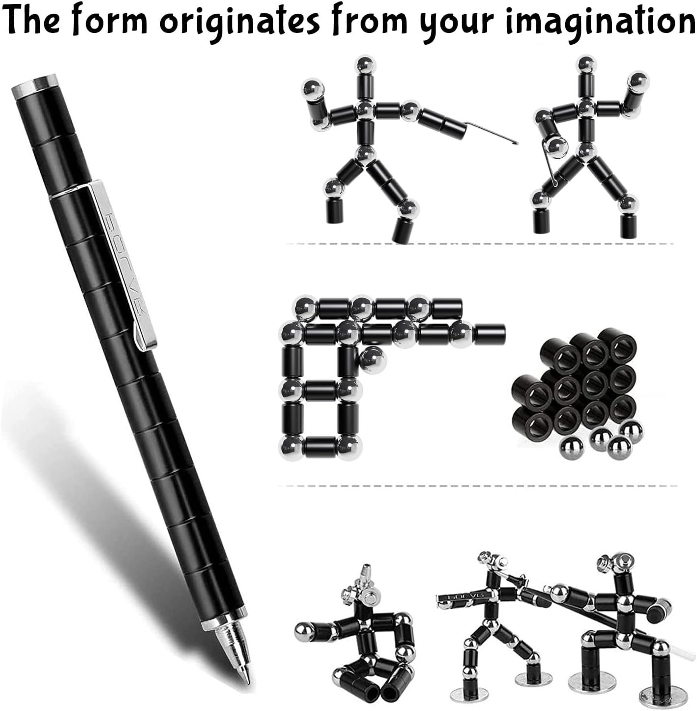 Thumbnail 1 de Aionly Fidget Magnetic Pen with Ballpoint & Stylus Tips (Black) – magnetic ring fidget writing pen gift set