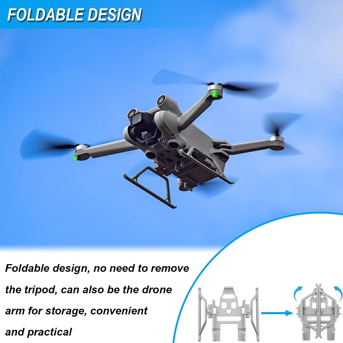 Detalle 2 de ZHUROUPU Mini 3 Pro Landing Gear Foldable Extended for DJI Mini 3 Pro