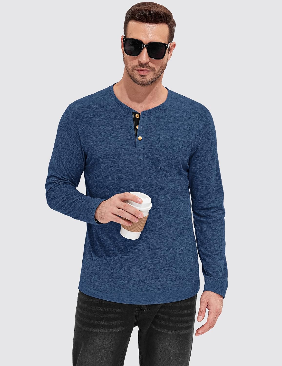Detalle 2 de TARAINYA Henley Langarmshirt mit 5% Elasthan