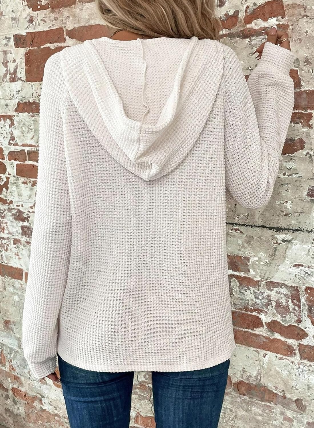 Thumbnail 1 de Dokotoo Waffle Knit Hooded Pullover V Neck 😌