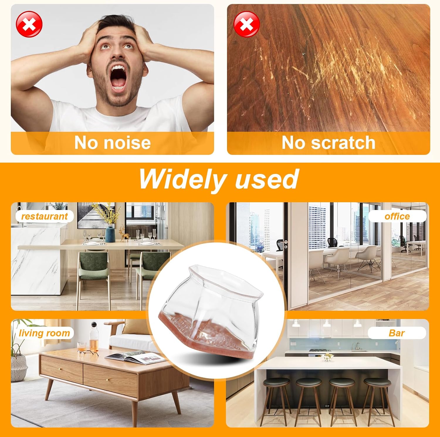 Thumbnail 5 de CHUNZEXI Clear-24Pack Square Chair Leg Protectors, Silicone and Felt, 24-Pack