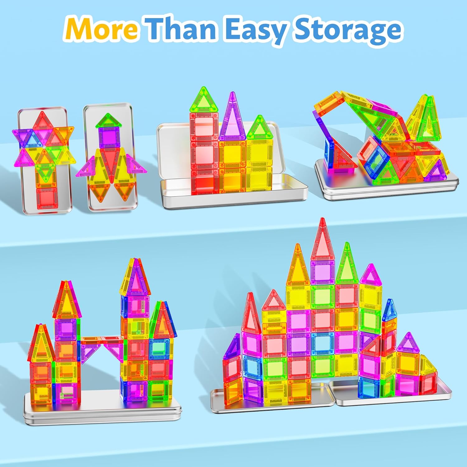 Detalle de Mini Magnetic Tiles Travel Set: 41PCS STEM Learning Toy for Ages 3–8