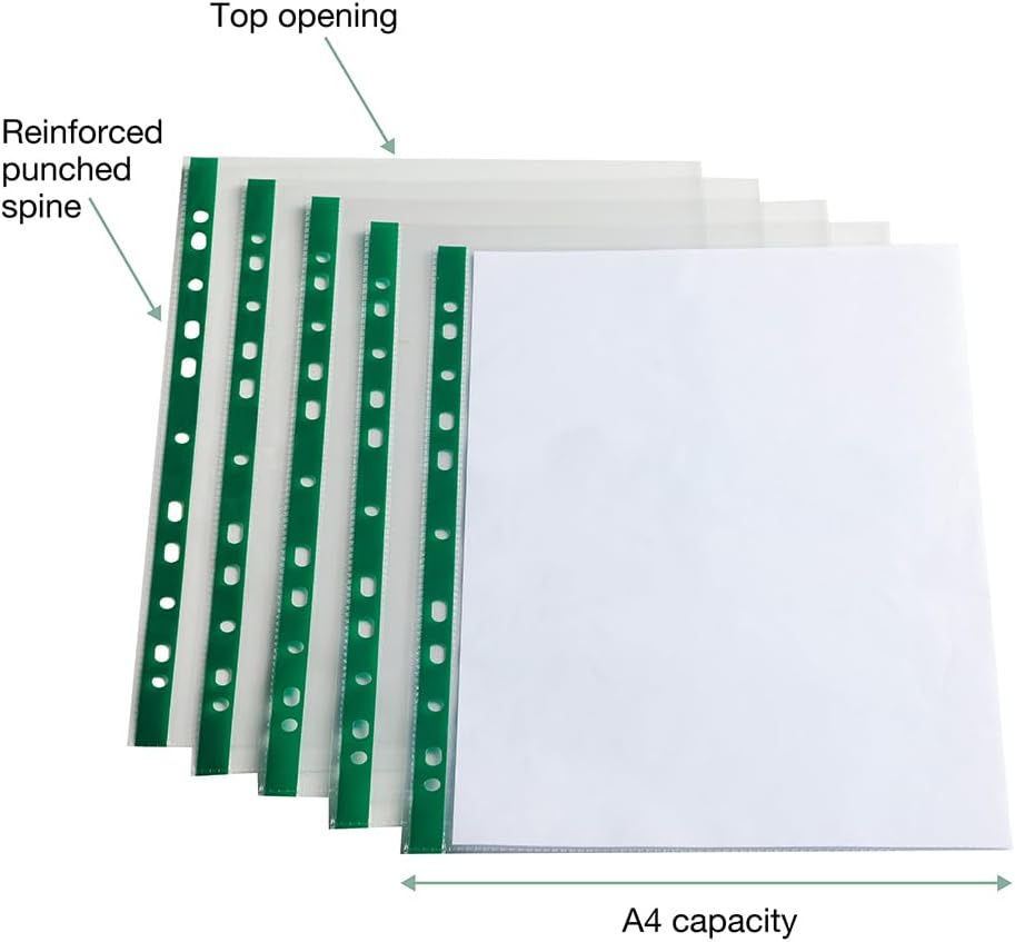 Thumbnail 2 de Summit A4 Glass Clear Punched Pockets – Pack of 100 for UK Ring Binders & Lever Arch Files