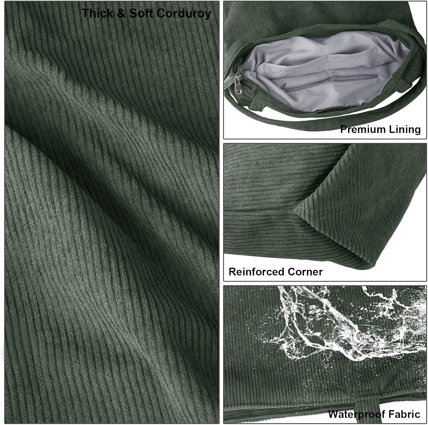 Thumbnail 3 de FITDON Corduroy Tote Bag 43x36x12cm