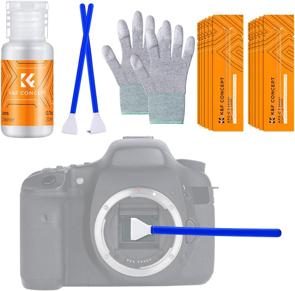 K&F CONCEPT Sensor-Reinigungsset mit Mikrofaserswabs (16 mm, APS-C) & Flüssigreiniger
