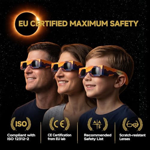 Detalle de EclipseSpecs Solar Eclipse Glasses EN ISO 12312-2:2015 Certified, CE, Paper Cardboard Frame (10)
